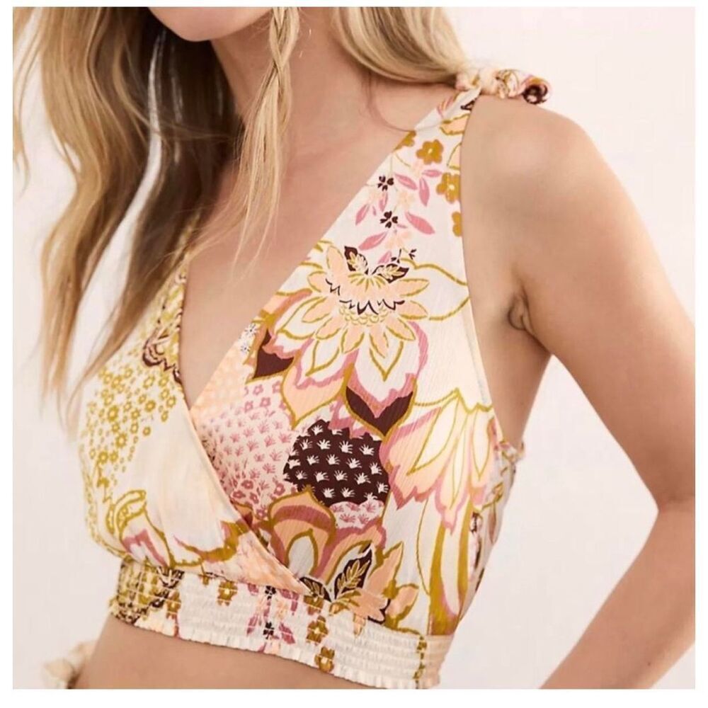 Free People Weekend In Montauk Cami cropped floral size XS